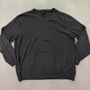 Jos A Bank Mens 3XLT V-Neck Sweater Traveler Gray Pima Cotton Big Tall Pullover
